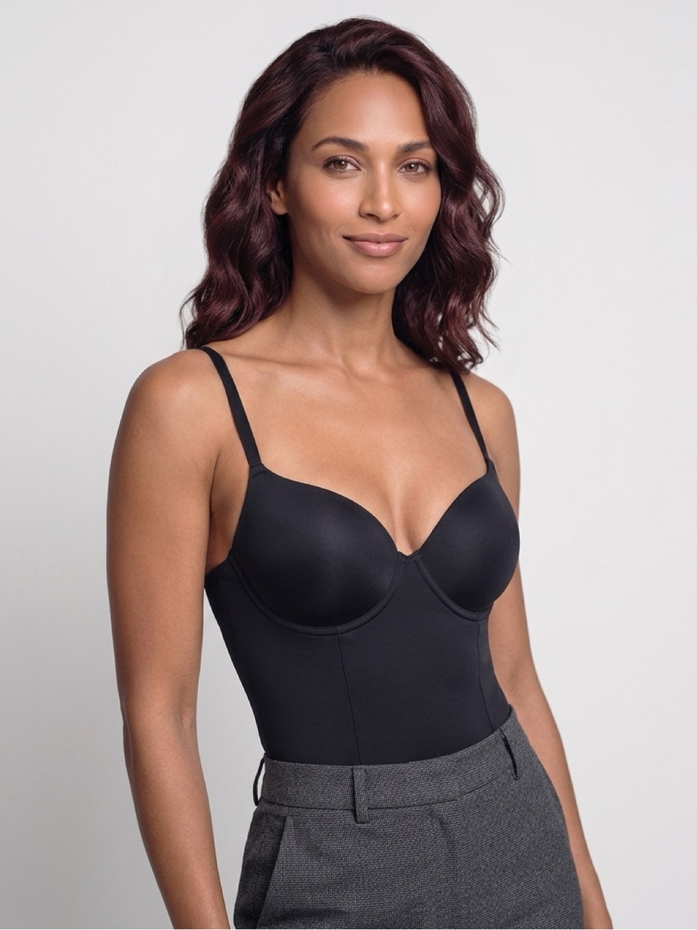 Black Contour Bodysuit Shapewear with Built-In Bra
